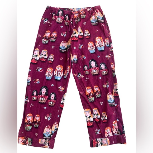 Nick & Nora Peace Nicks Hippie Russian Nesting Doll Pajama Pants - Picture 1 of 3